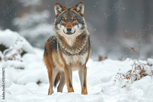 Portrait of a wolf (Canis lupus) in winter forest © Nguyen