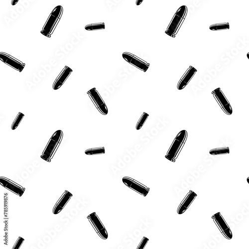 black and white seamless pattern with bullet ammo.