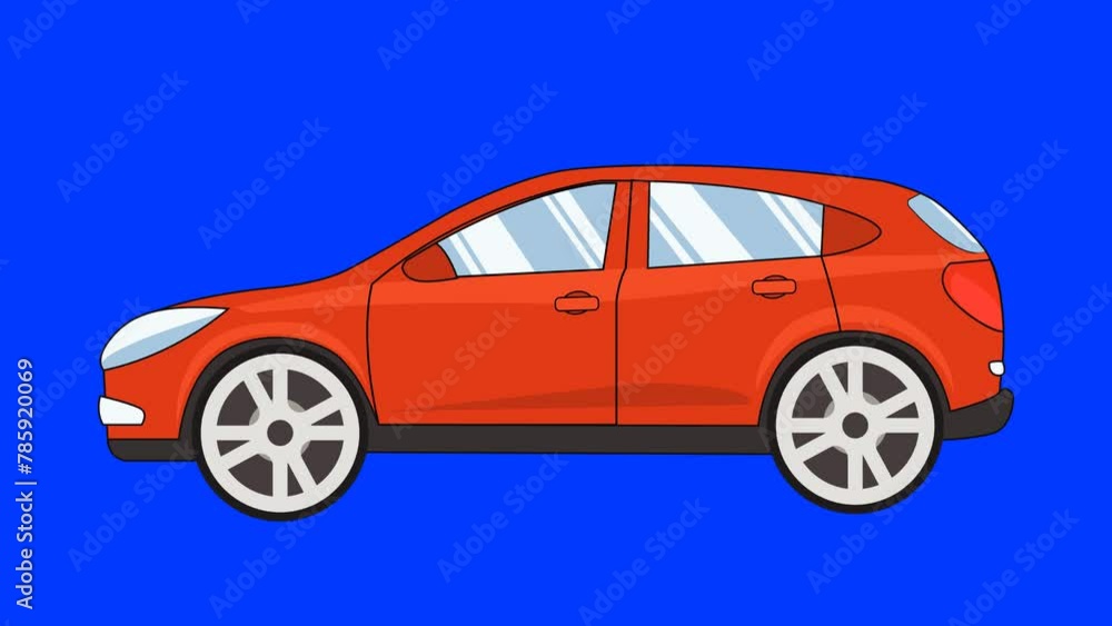 Animated running car isolated on a transparent screen. Flat design car animation in 4K resolution. Animated running car isolated on a transparent screen. Flat design car animation in 4K resolution.