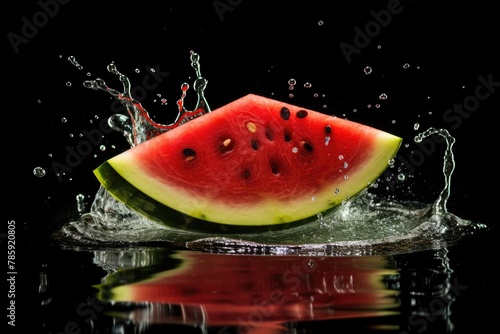 Watermelon Slice: A floating watermelon slice, ready for consumption.
