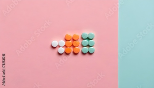 Pills on a color paper background. tone on tone. 