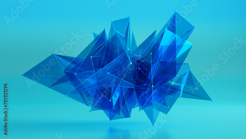 Futuristic polygonal background of low poly surface with connected dots and lines. Abstract 3d rendering.	