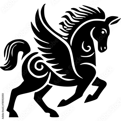 Fototapeta Naklejka Na Ścianę i Meble -  black pegasus horse icon