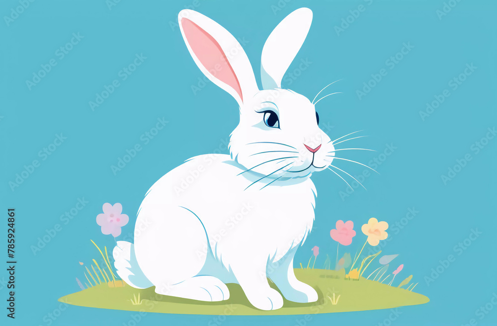 Obraz premium Happy easter background. Easter bunny and egg. Generative AI
