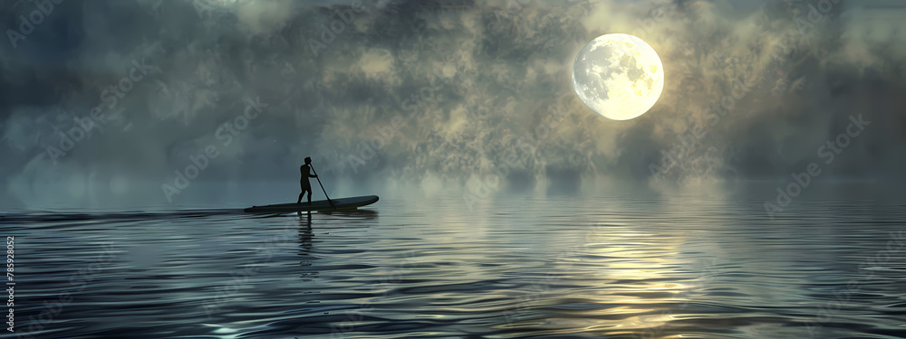 Mystic Waters: Moonlit Paddleboarding