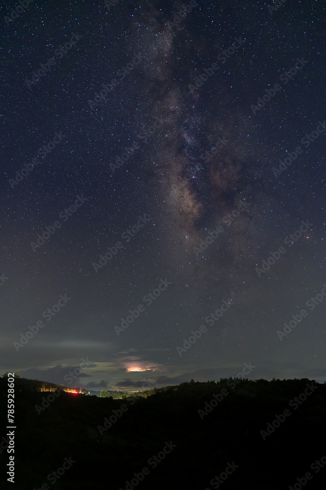 Milky way over hills in Shillong, Meghalya, India
