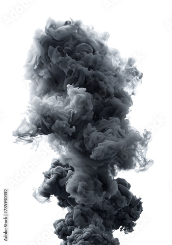 Abstract billowing smoke plumes isolated on transparent background