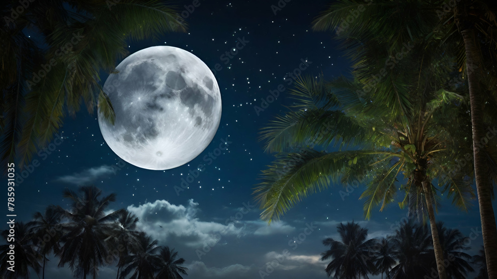 Fototapeta premium full moon over the sea
