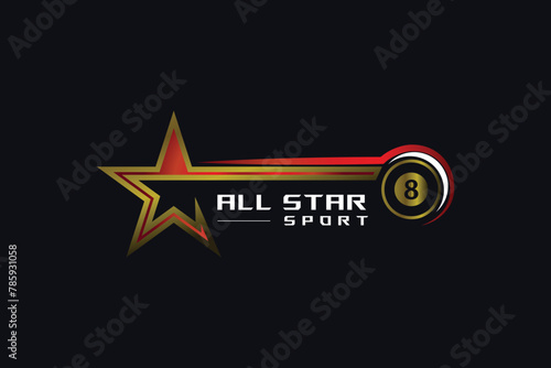 All star billiard sport gradient design template photo