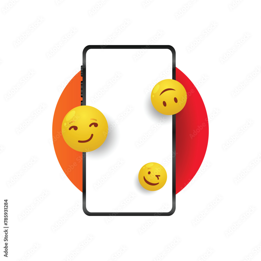 Blank smartphone with emoticons illustration isolated Blank smartphone with emoticons illustration isolated