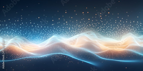 Abstract futuristic background with glowing neon wave lines bokeh for wallpaper posters 
 photo