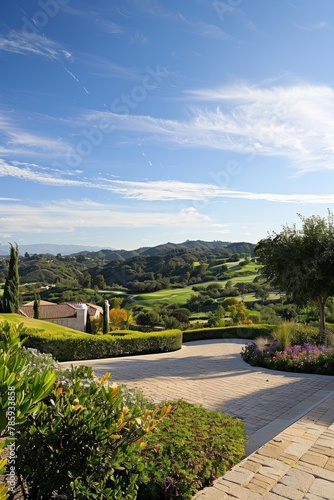 An upscale gated community nestled in the rolling hills  offering panoramic views  spacious estates  and exclusive amenities such as golf courses and country clubs  Generative AI
