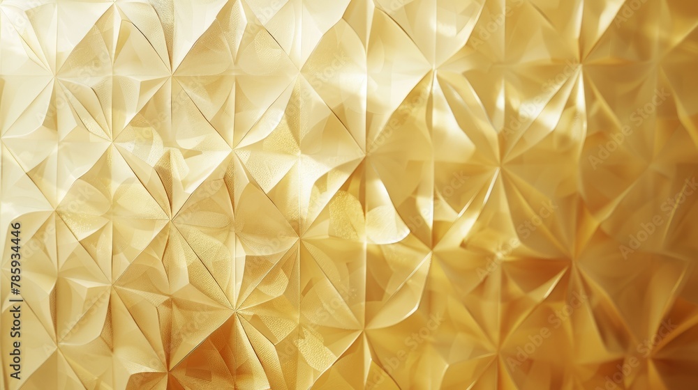 A brushed gold geometric pattern on a soft cream colored wall.