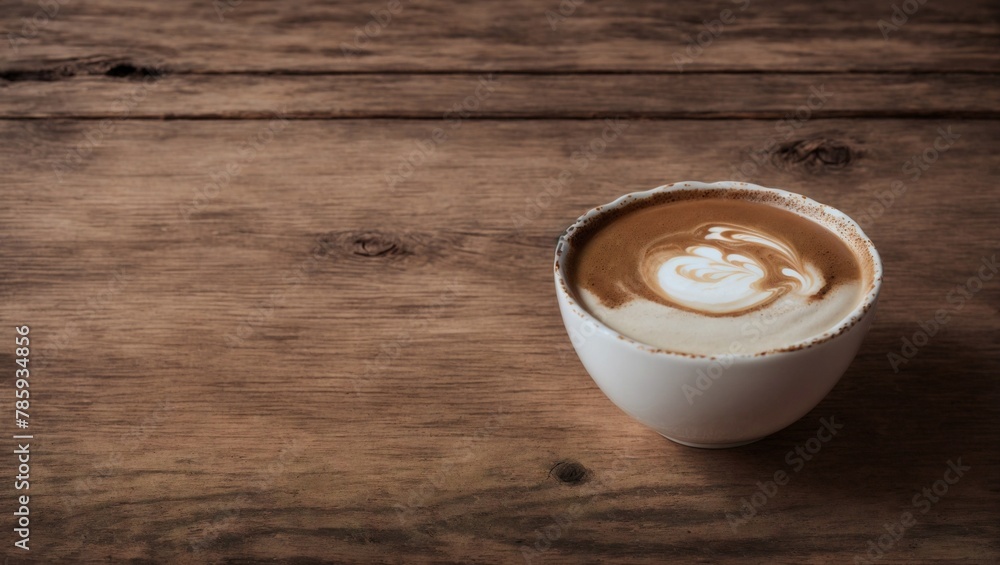 Aromatic Latte Art on Rustic Wood: A cup of latte art sits atop a rustic wooden table, the warm tones of the wood complementing the creamy foam design. This image captures the simple pleasures of a co Aromatic Latte Art on Rustic Wood: A cup of latte art sits atop a rustic wooden table, the warm tones of the wood complementing the creamy foam design. This image captures the simple pleasures of a co