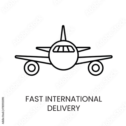 Airplane, Fast international delivery, vector line icon with editable stroke
