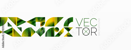 Vec Tors logo combines geometric shapes like rectangles and circles with stylish font to create a unique brand image. The graphics of grass and paper products enhance the overall design