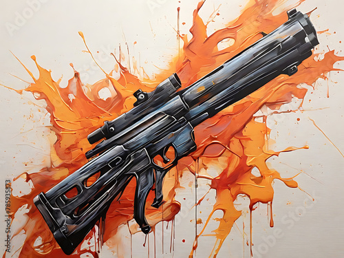gun on oil painting style
