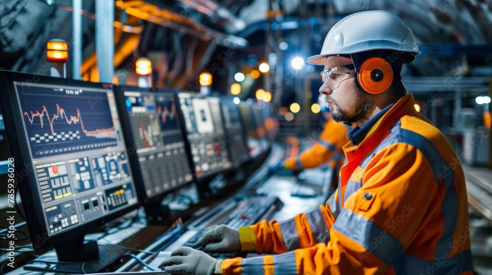 Conveyor belt operator managing production flow in factory