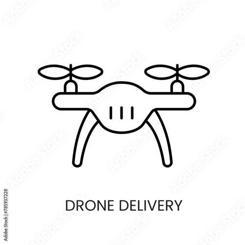 Delivery drone, vector line icon with editable stroke