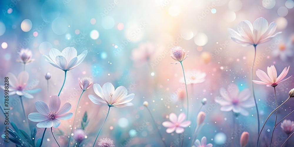 dreamy abstract background, flowers in delicate pastel hues