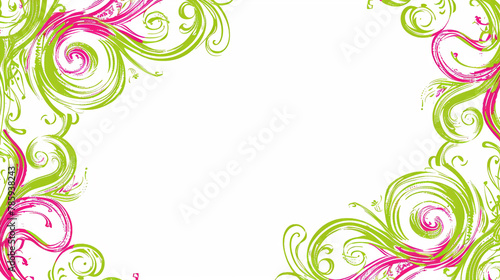 Retro swirls in lime and pink on white, a zesty border for standout content.