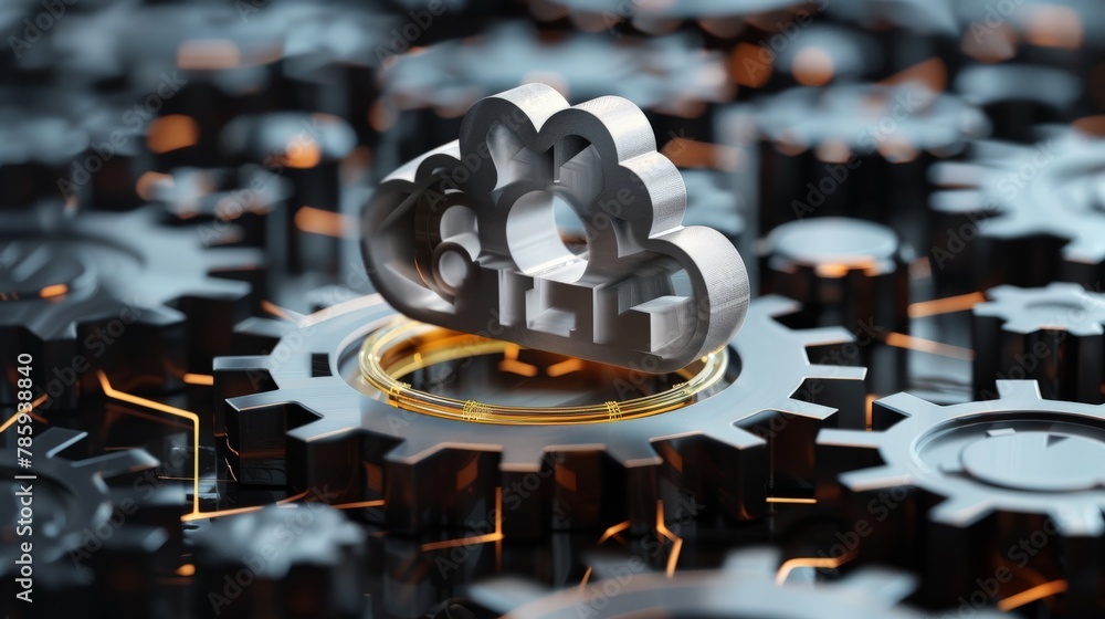 A gear system with one cog replaced by a cloud symbol, emphasizing the ...