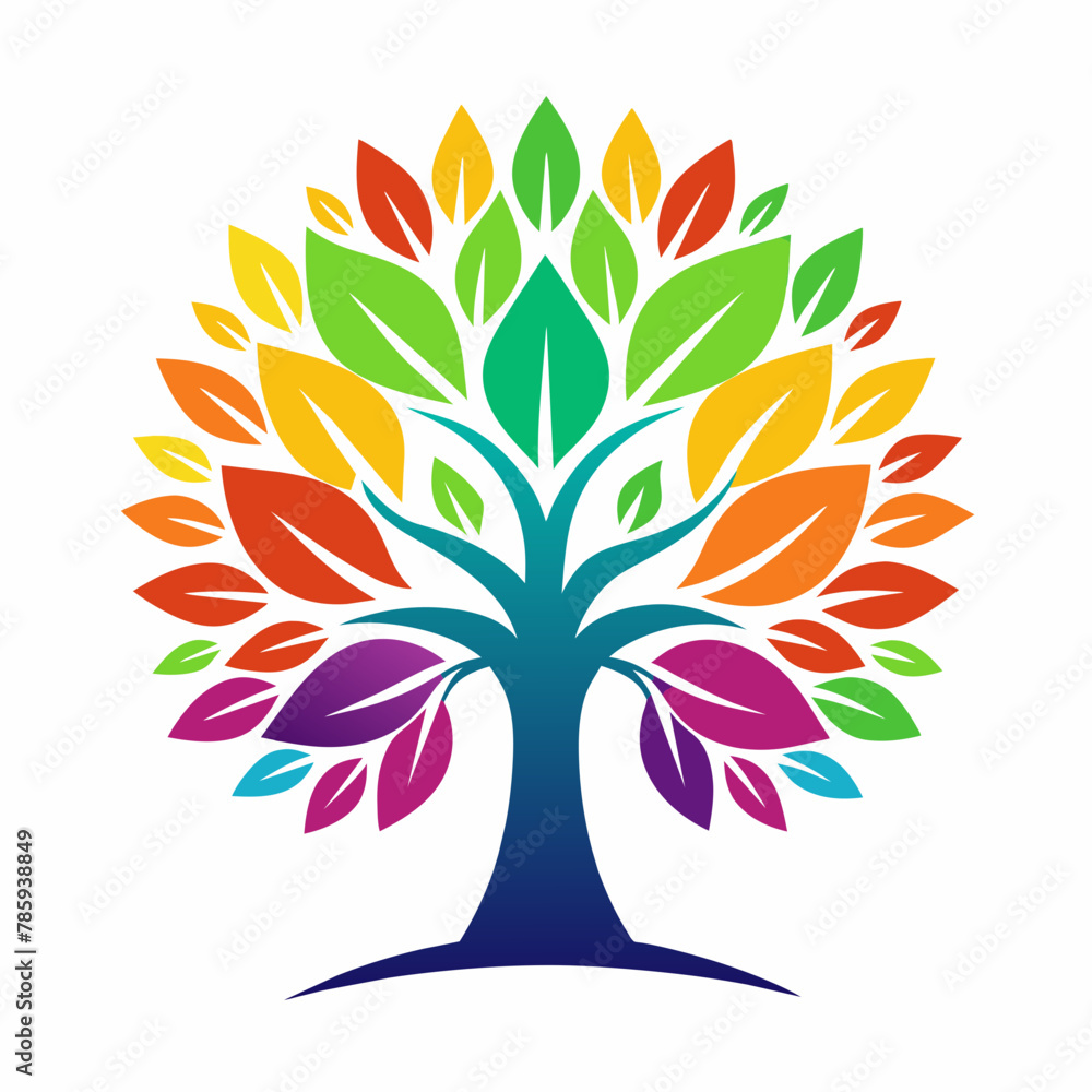 beautiful-color-tree-logo-on-white-background