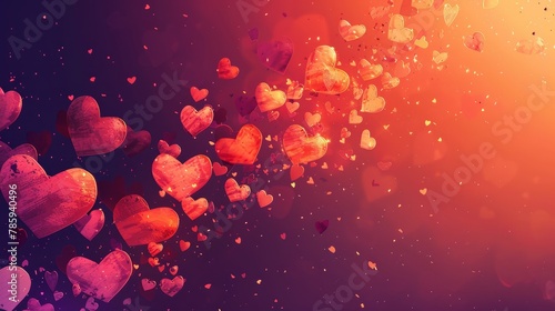 A Valentine-themed background featuring red and pink hearts