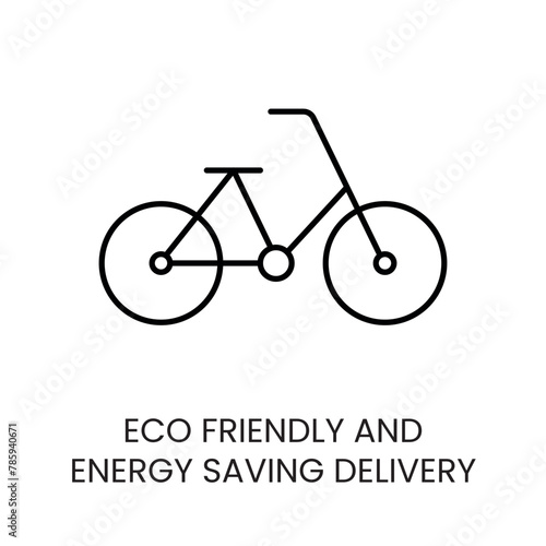 Bicycle eco friendly and energy saving delivery, vector line icon with editable stroke