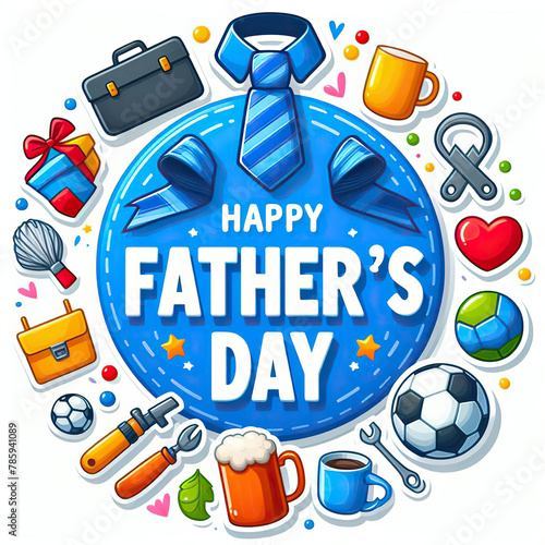 Happy Father's Day cartoon image isolated on white.