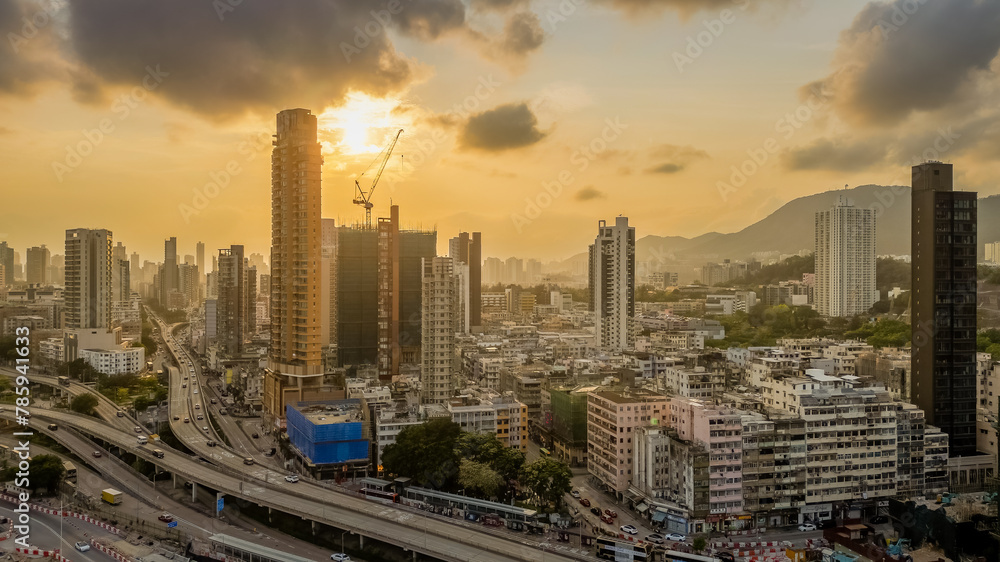 Obraz premium April 14 2024 a crowded Kowloon city residential district in Hong Kong