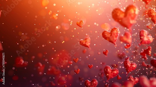 An enchanting Valentines Day scene featuring red and pink hearts