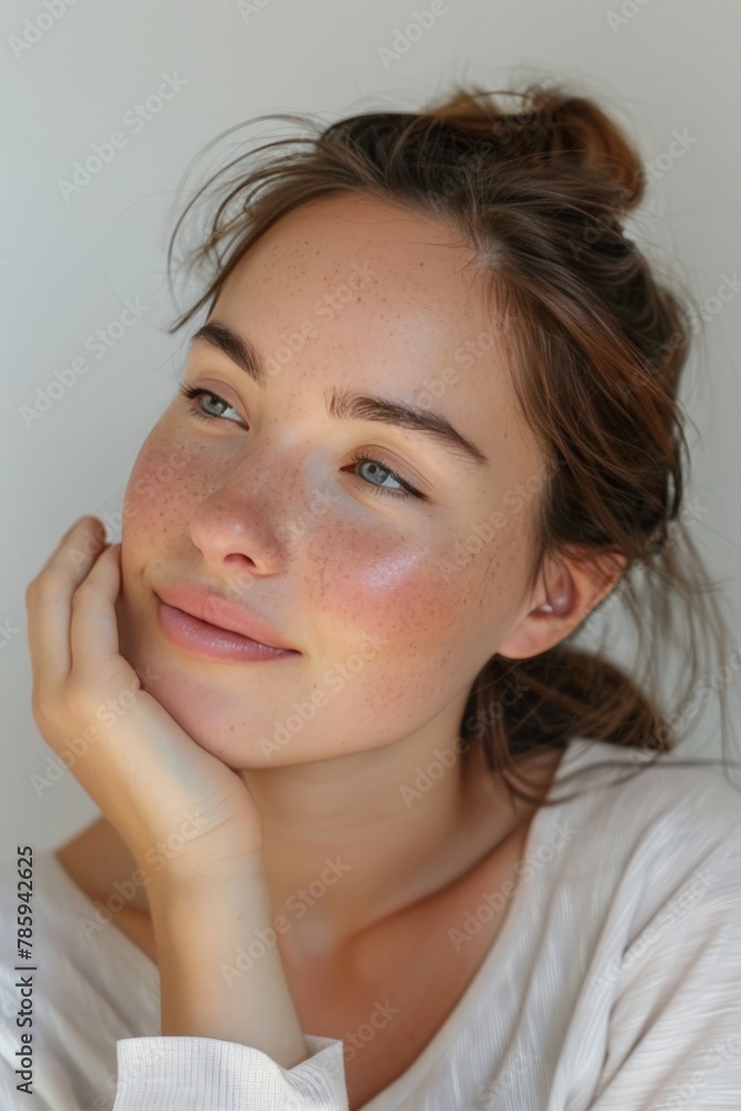 Youthful skin glowing after nighttime skincare routine Youthful skin glowing after nighttime skincare routine