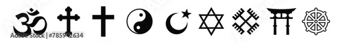 religion symbol set.  Hindu, Buddhism, Christian, Islam, vector set stock illustration