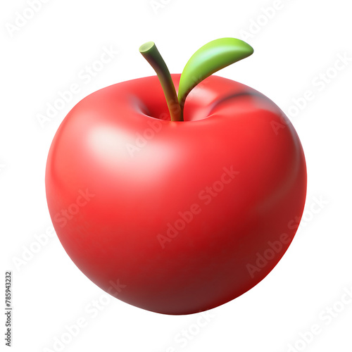 apple 3d fruit icon isolated on transparent background