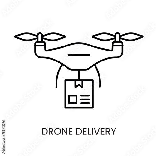Delivery drone, vector line icon with editable stroke