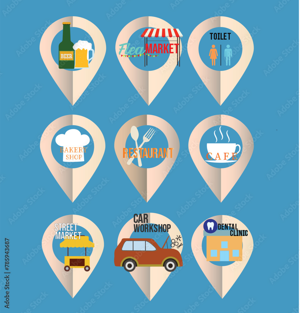 map pin point location icon, store, shop, commerce icon map pin point location icon, store, shop, commerce icon
