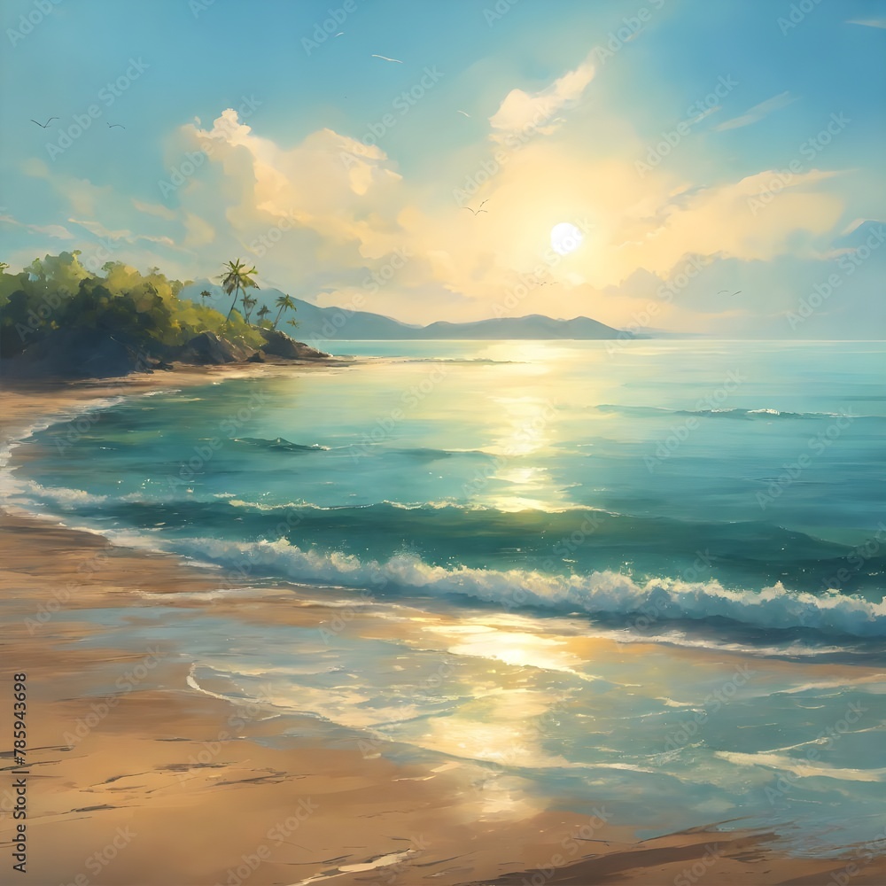 Peaceful Sunset Seascape: Serenity Over the Sea
