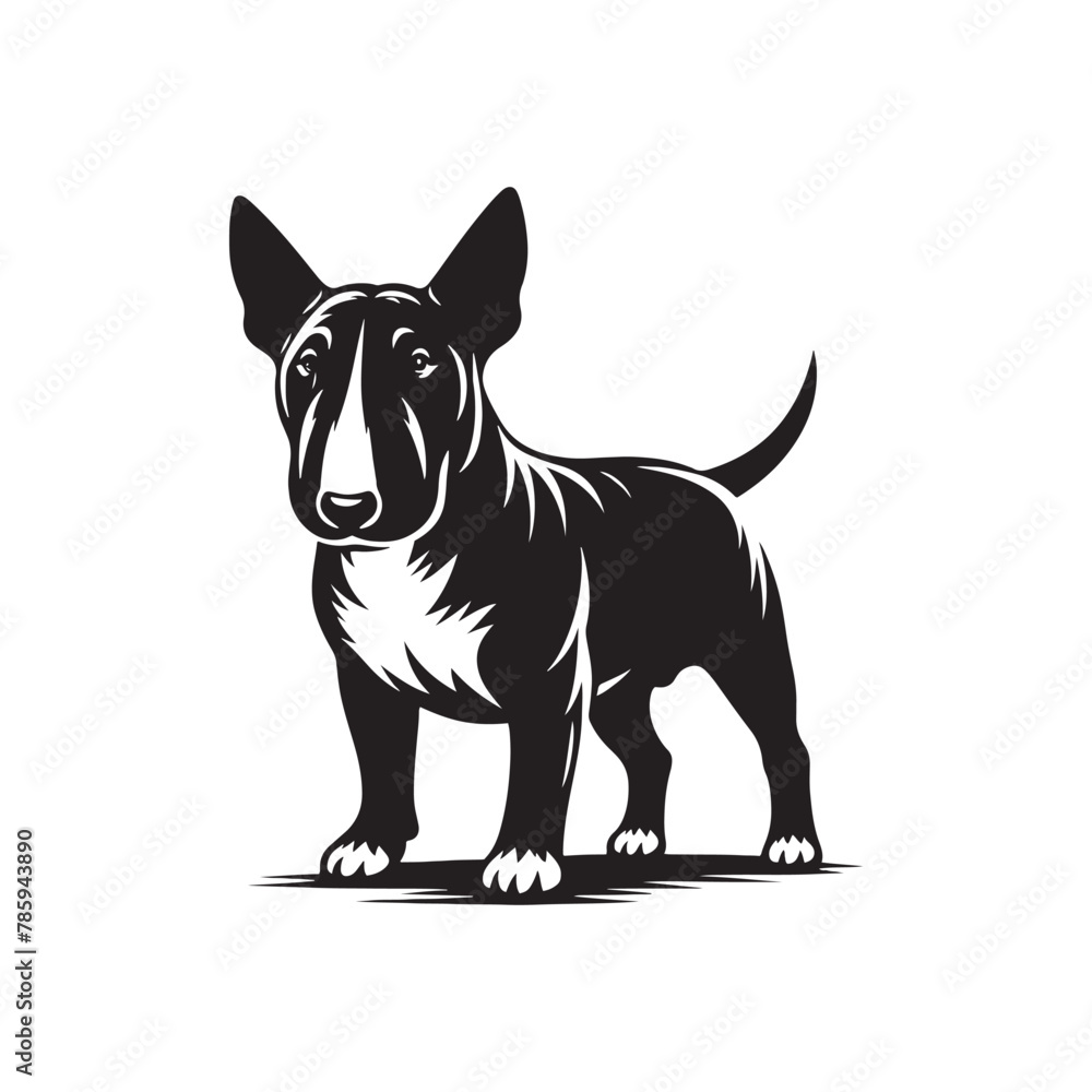Black Vector Silhouette of a Bull Terrier, Emblem of Loyalty and Strength- Black Bull Terrier vector Black Vector Silhouette of a Bull Terrier, Emblem of Loyalty and Strength- Black Bull Terrier vector