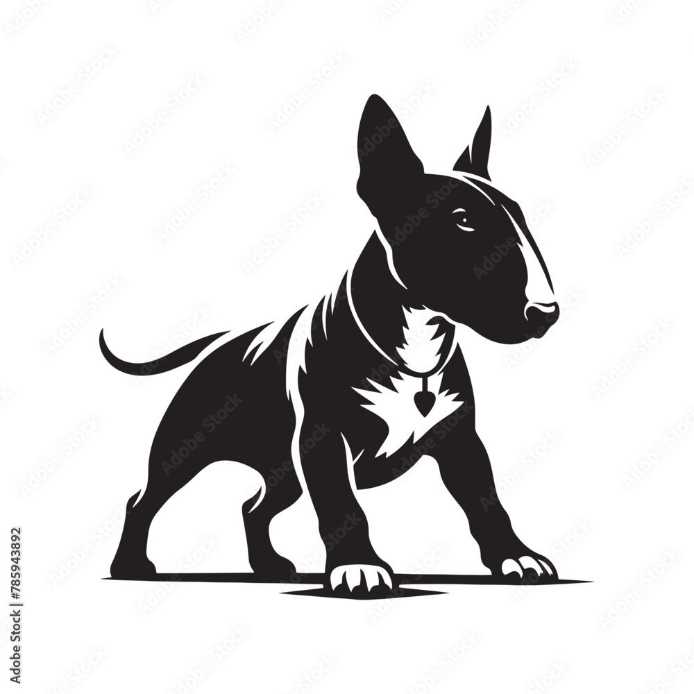 Black Vector Silhouette of a Bull Terrier, Emblem of Loyalty and Strength- Black Bull Terrier vector Black Vector Silhouette of a Bull Terrier, Emblem of Loyalty and Strength- Black Bull Terrier vector