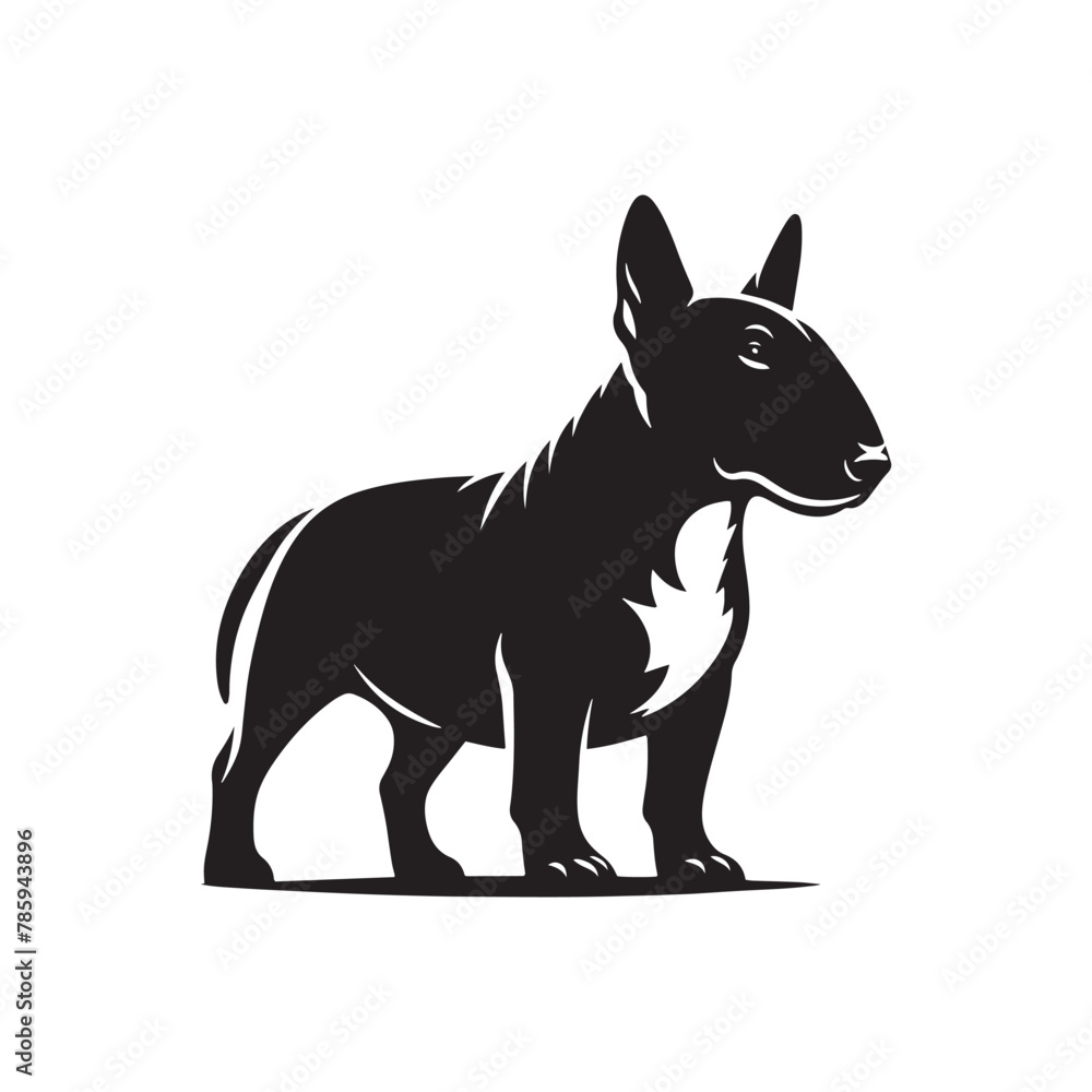 Black Vector Silhouette of a Bull Terrier, Emblem of Loyalty and Strength- Black Bull Terrier vector Black Vector Silhouette of a Bull Terrier, Emblem of Loyalty and Strength- Black Bull Terrier vector