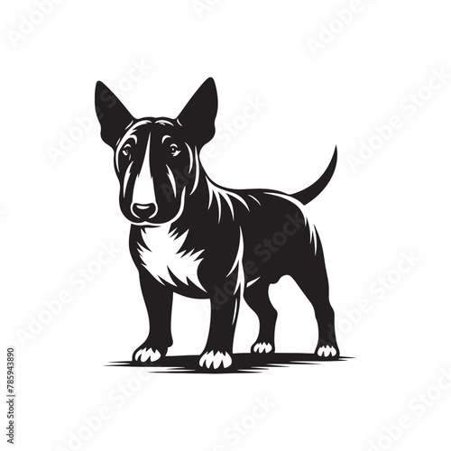 Black Vector Silhouette of a Bull Terrier, Emblem of Loyalty and Strength- Black Bull Terrier vector © Wolfe 