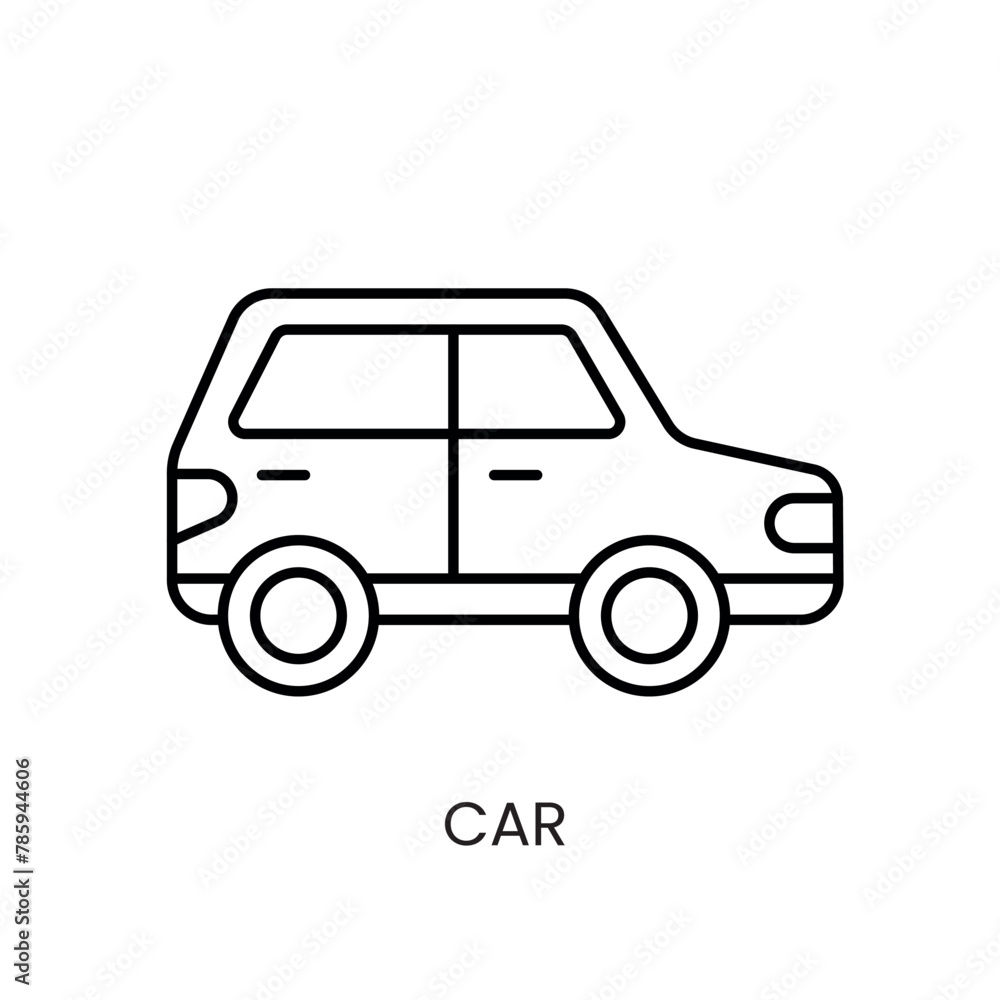 Delivery by car, vector line icon with editable stroke