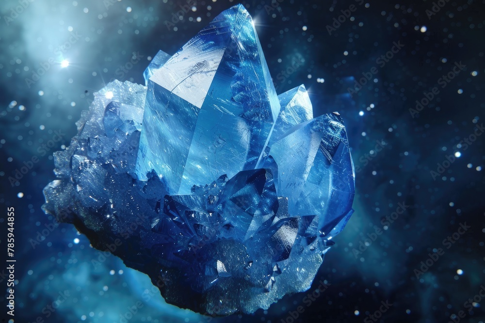Beautiful blue emerald stone in space Beautiful blue emerald stone in space