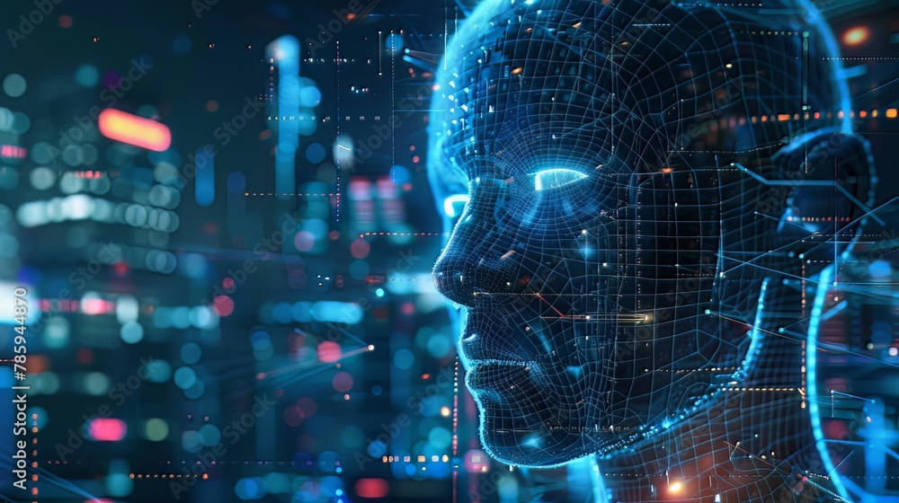 Obraz premium Futuristic technology holds the promise of transforming our lives through advancements like artificial intelligence and automation. From smart cities to groundbreaking medical discoveries, the future 