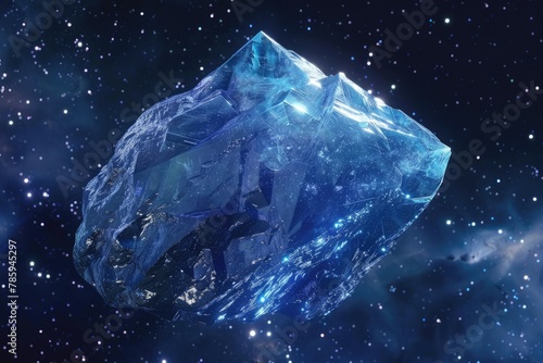 Beautiful blue crystal in space