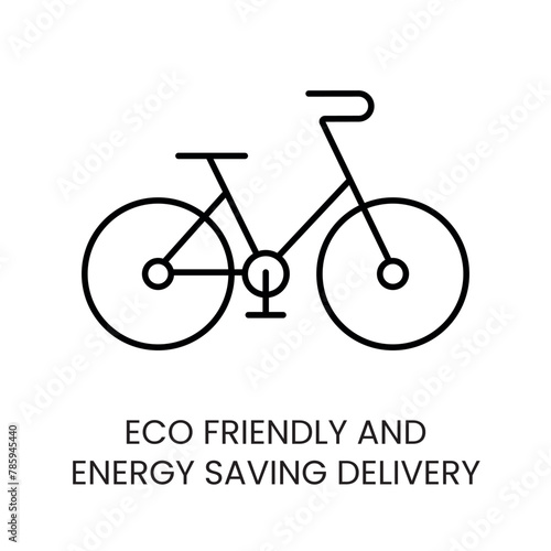 Bicycle eco friendly and energy saving delivery, vector line icon with editable stroke