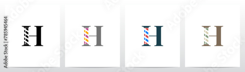 Barber Shop Sign on Letter Initial Logo Design H