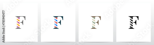 Barber Shop Sign on Letter Initial Logo Design F