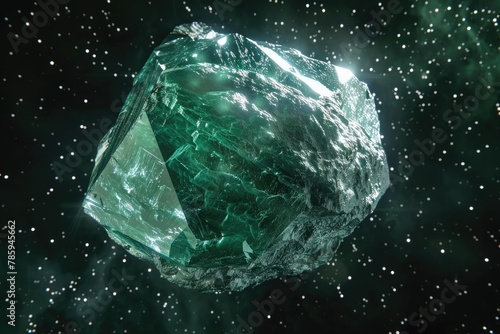 Beautiful green emerald stone in space © MrHamster